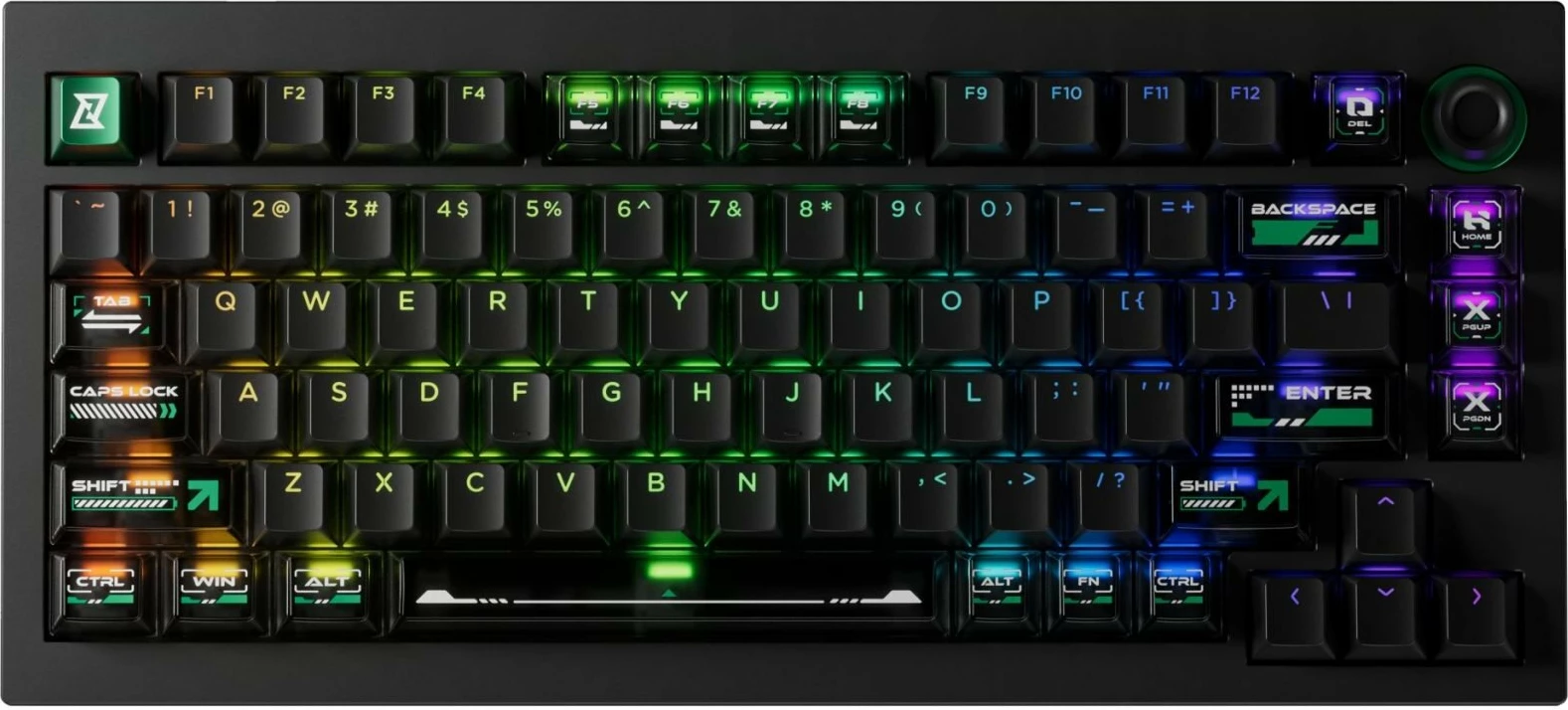 Tastierë gaming Keychron Lemokey L5 HE (L5W-W1), 75%, switch magnetik Ultra-Fast Lime, RGB, USB, US layout, e zezë/jeshile