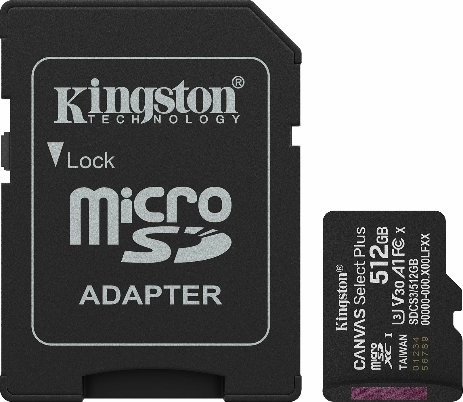 Kartë memorje microSDXC Kingston Canvas Select Plus 512GB Class 10 UHS-I/U3 A1 V30 (SDCS3/512GB) me adapter