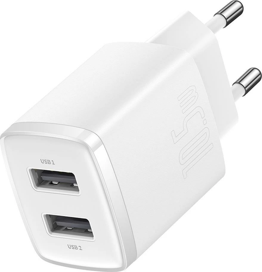 Karikues kompakt Baseus CCXJ010202 2x USB-A 2.1A 10.5W, bardhë