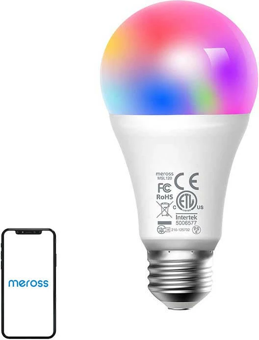 Llambë LED smart Meross MSL120, E27, RGBW, Wi-Fi, 810 lm, për Smart Home