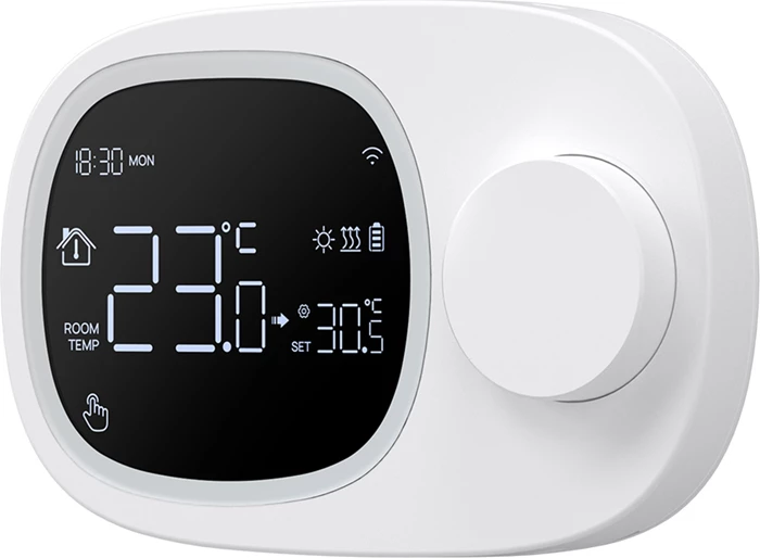 Termostat i mençur WiFi Avatto WT598, kontroll ngrohje/ftohje, ekran negativ, aplikacion Tuya/Smart Life, furnizim USB-C ose 3x AAA, i bardhë