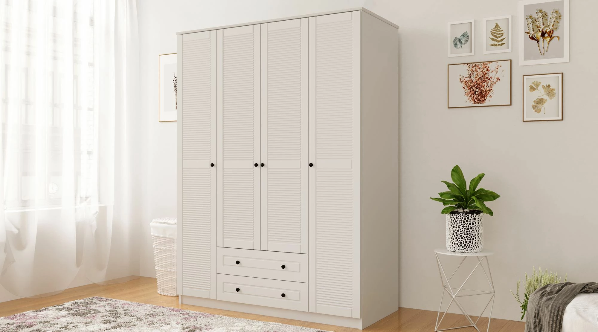 Dollap rrobash, ngjyrë e bardhë mat, Skye Decor, Rb-063, 140x184x52cm