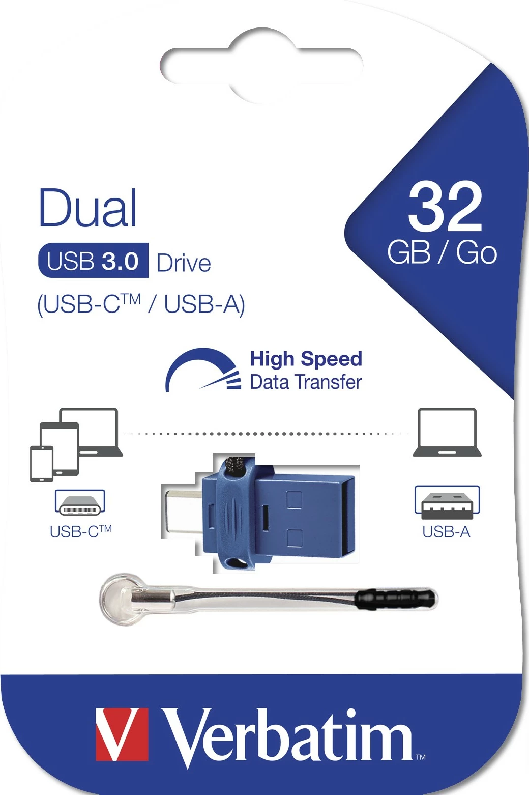 USB flash Verbatim Dual 32GB, USB 3.2, USB-C/USB-A, kaltër