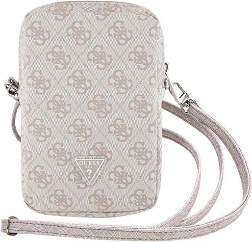 Çantë telefoni, Guess, Zip 4G Triangle, 19x12x3.8 cm, rrip i rregullueshëm, rozë