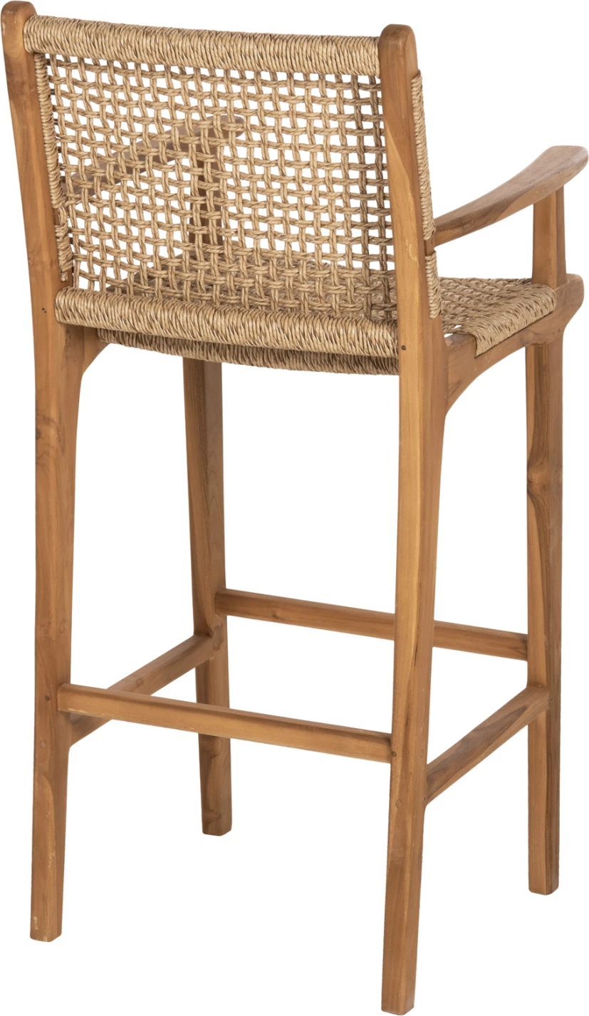 Karrige për bar me krahë TEO FH9807 dru tik dhe litar ngjyrë natyrale 52x57x110Hcm