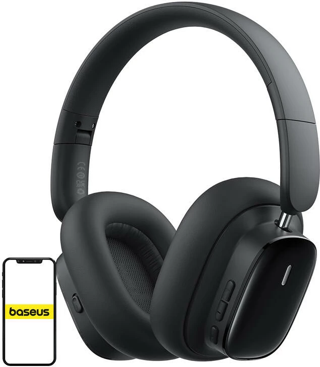Kufje pa tela mbi-vesh, Baseus Bowie H1i, Bluetooth 5.3, ANC, Hi-Res, 40mm, deri 100h, e zezë