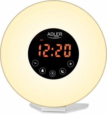 Orë alarmi me dritë Adler AD 1916, simulim lindje dielli, FM radio, USB-C, ndriçim ambient 6 ngjyra, multikolor