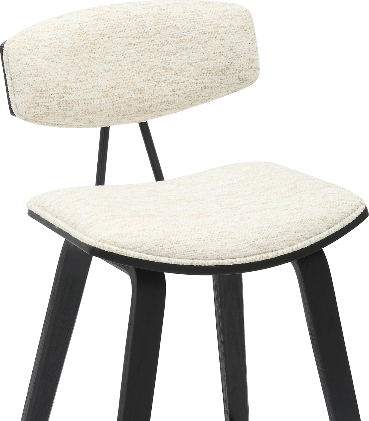 Karrige për bar, lartësi mesatare, INOVER FH9984.02, metal & dru, pëlhurë ecru, 50,5x49x90H cm, set prej 2 copë