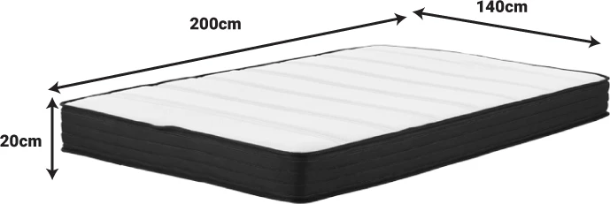 Dyshek njëanshëm me susta xhepi, 140x200x20 cm