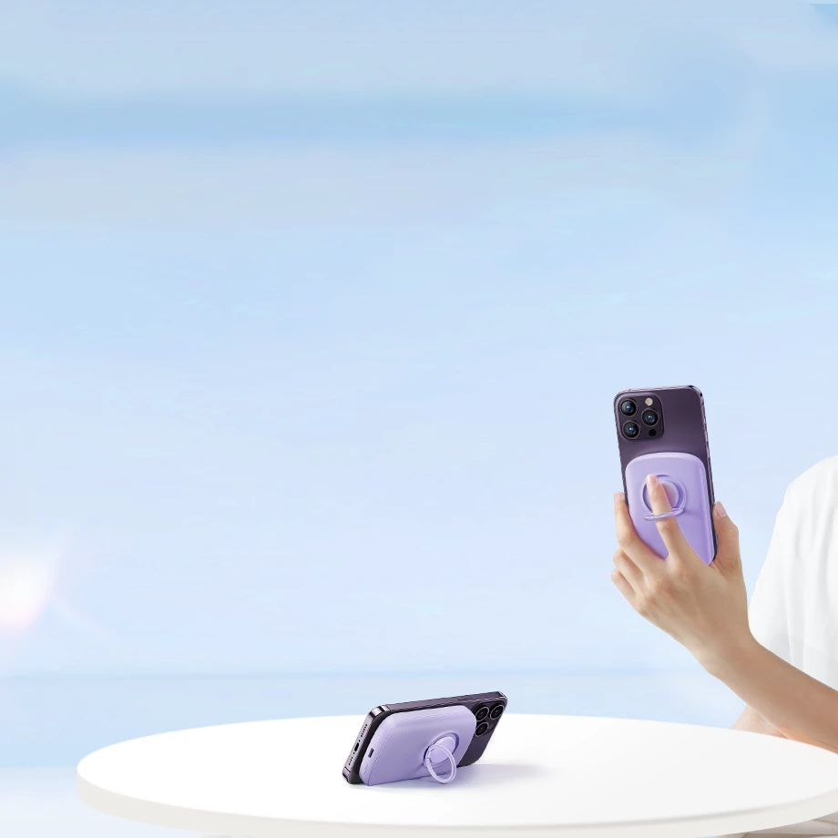 Powerbank wireless Joyroom JR-W030, 6000mAh, 20W, MagSafe, me unazë dhe mbajtëse, vjollcë