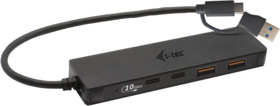 Hub USB i-tec C31HUBMETAL2A2C, 2x USB 3.0, 2x USB-C, 10 Gbps, Metal, Zi