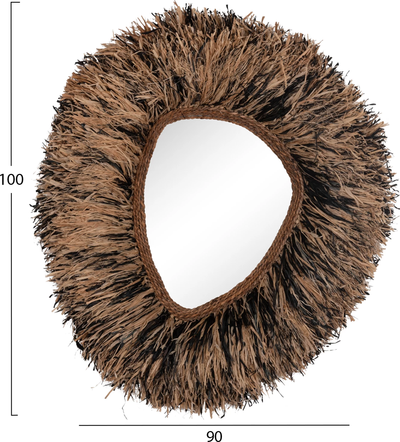 Pasqyrë dekorative muri GRESSO, fibra banane natyrale/zeza, 90x100cm