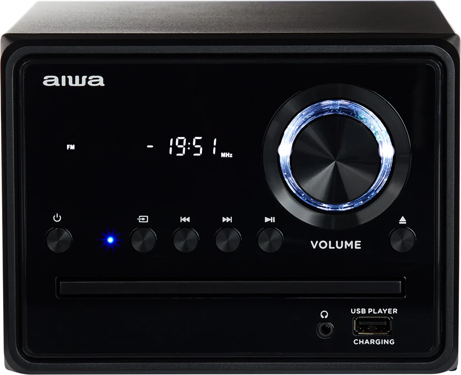Mikrosistem Hi‑Fi Aiwa MSBTU-300, Bluetooth 4.2, CD/USB/FM, 2x10 W, e zezë, set me 2 altoparlantë