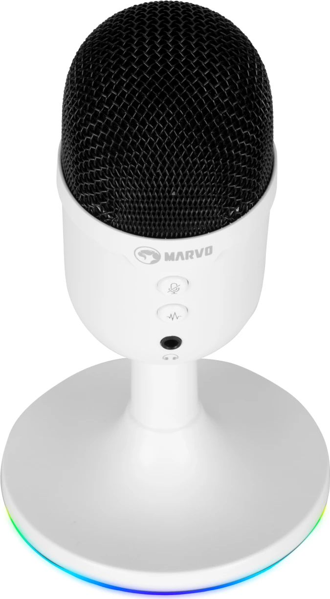 Mikrofon gaming Marvo MIC-06 RGB USB me dalje për kufje, i bardhë