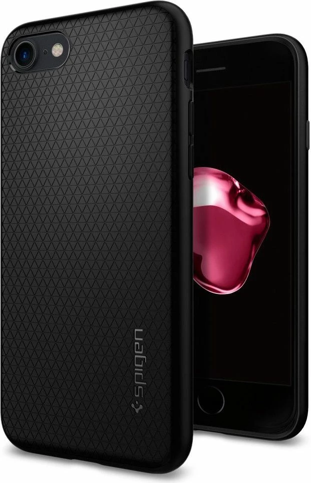 Mbështjellës Spigen Liquid Armor Air për Apple iPhone 7, ultra i hollë TPU, me xham të kalitur, i zi