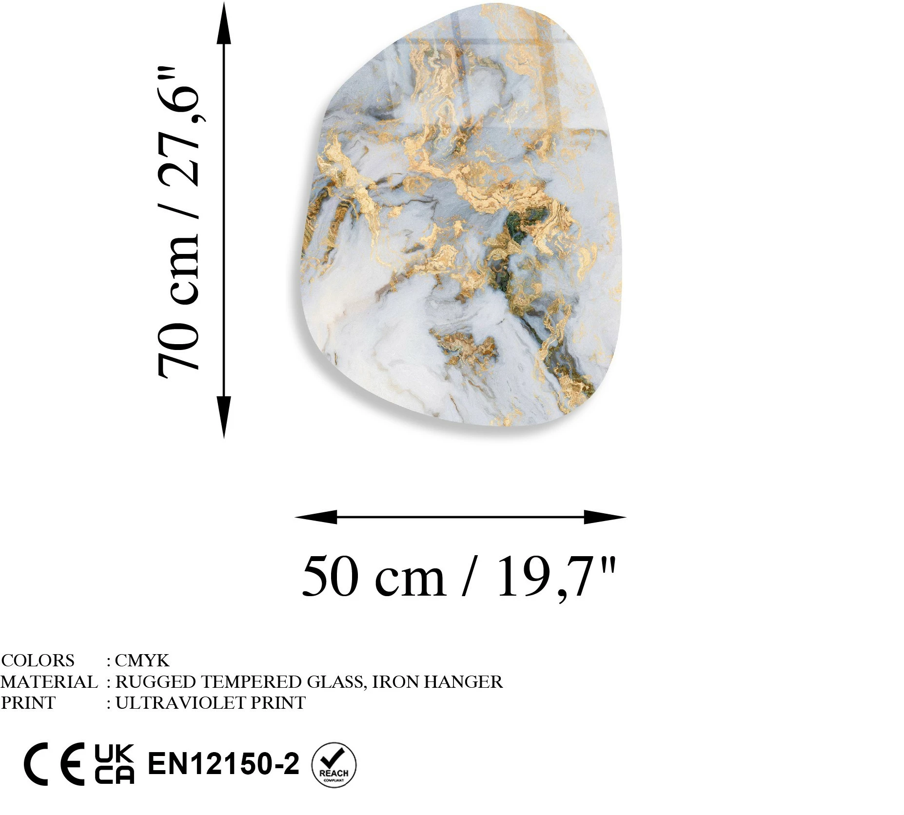 Pikturë dekorative prej xhami të temperuar, shumëngjyrëshe, Wallity UV-1088, 50x70cm