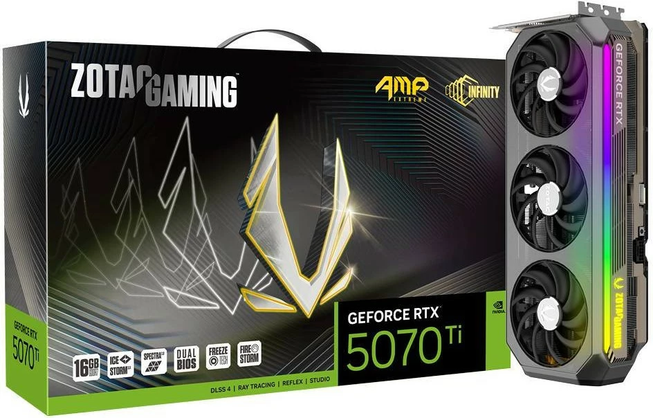 Kartelë grafike Zotac GeForce RTX 5070 Ti AMP Extreme INFINITY, 16GB GDDR7, PCI Express x16 5.0, multi