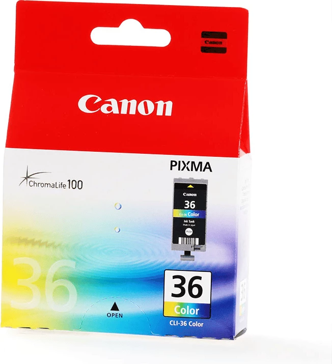 Kasetë boje, Canon, CLI-36 (1511B001), 12 ml, rendiment 249 faqe, tri-ngjyrëshe cian/magenta/verdhe