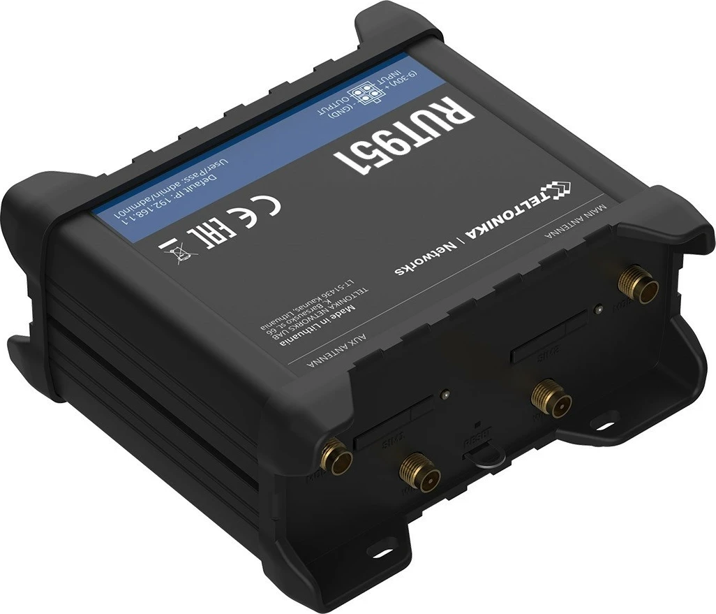 Router LTE Teltonika RUT951 Cat4, dual SIM, Wi‑Fi 2.4 GHz, 4x Ethernet 10/100, i zi