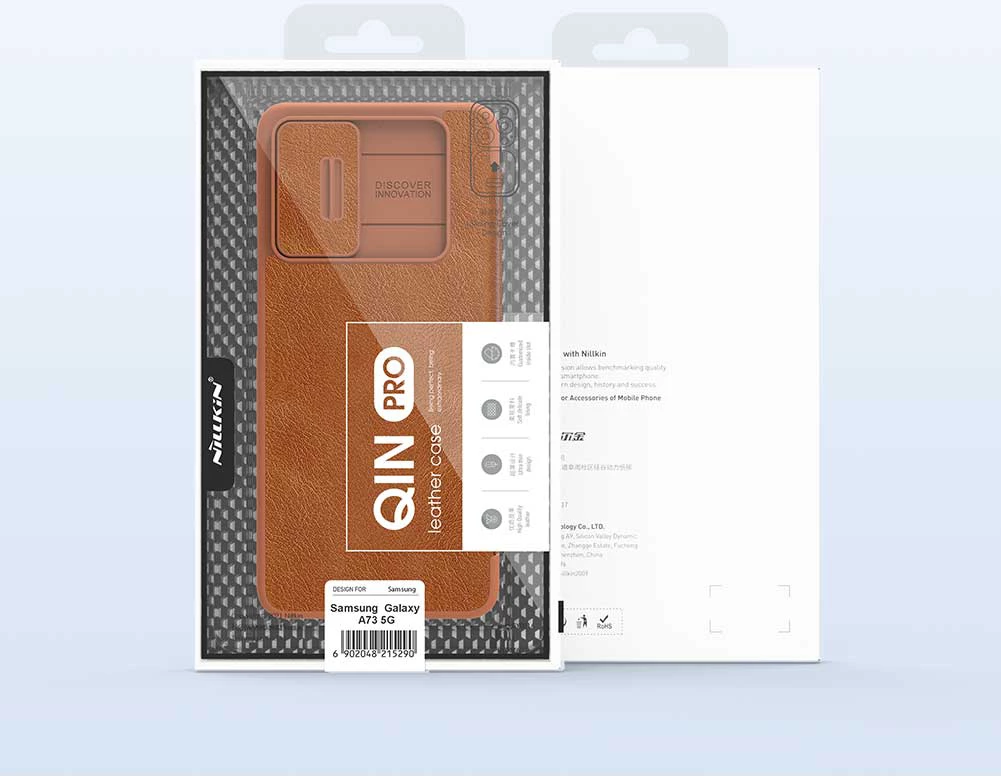 Mbështjellës Nillkin Qin për Samsung Galaxy A73, lëkurë ekologjike, i kuq