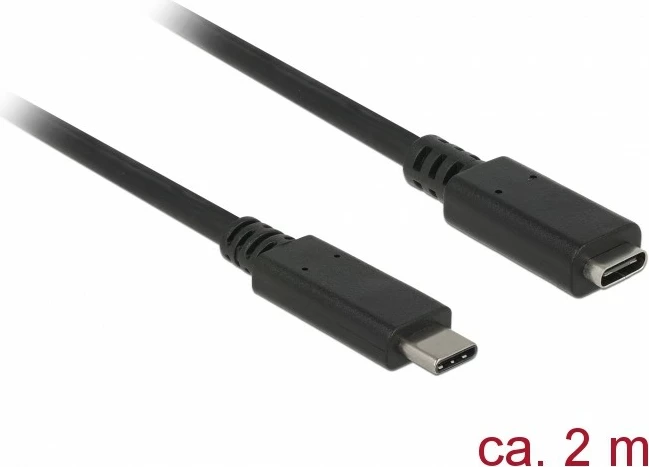 Kabëll USB DeLOCK SuperSpeed, 2 m, USB C, USB 3.2 Gen 1, 5 Gbit/s, i zi
