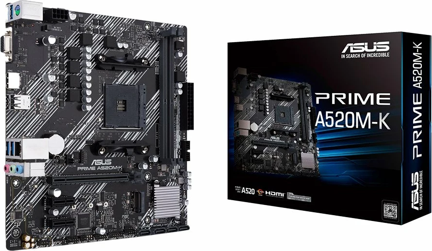 Pllakë amë ASUS PRIME A520M-K, AM4, mATX, 2xDIMM DDR4, 1xM.2, 4xSATA, HDMI/D-SUB, 1GbE