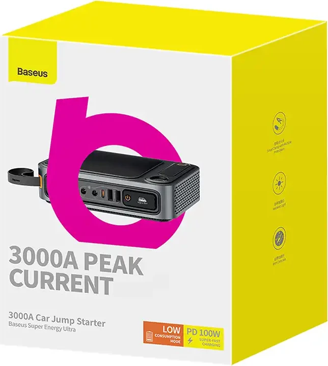 Jump starter dhe powerbank Baseus Super Energy Ultra, 26800 mAh, 3000A, e zezë