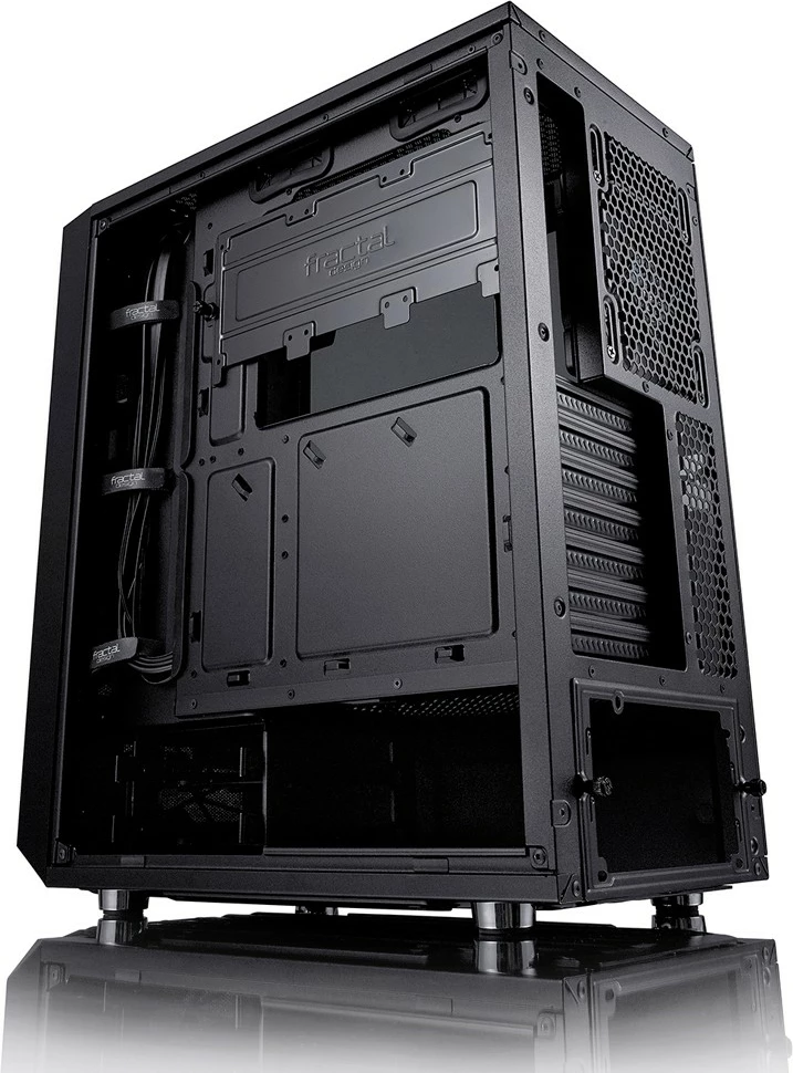 Kasë Fractal Design Meshify C Blackout, Midi Tower, ATX/ITX/mATX, xham i temperuar, e zezë