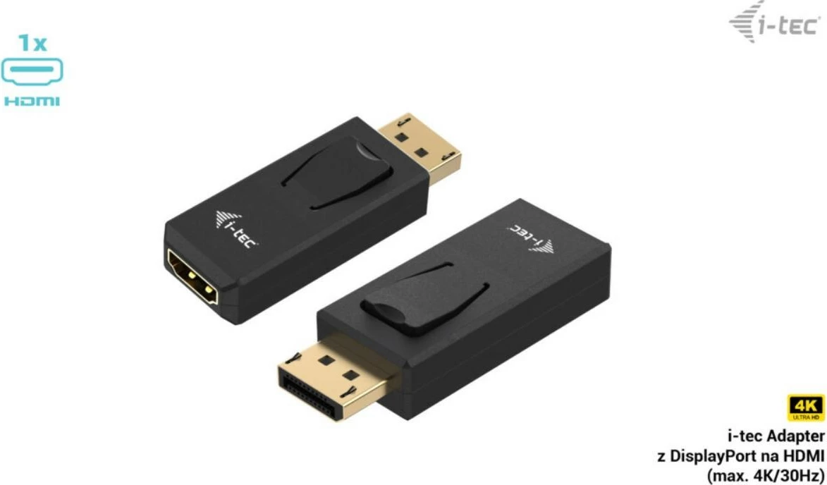 Adapter DisplayPort në HDMI i-tec DP2HDMI4K30HZ, 4K/30Hz, i zi