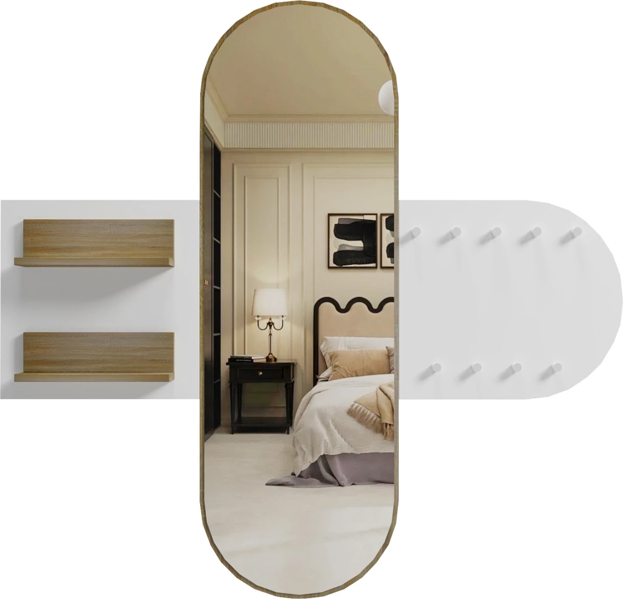 Mobilje hyrëse me pasqyrë CHERYL HM9049.12 melaminë bardhë-sonama 125x40x120Hcm