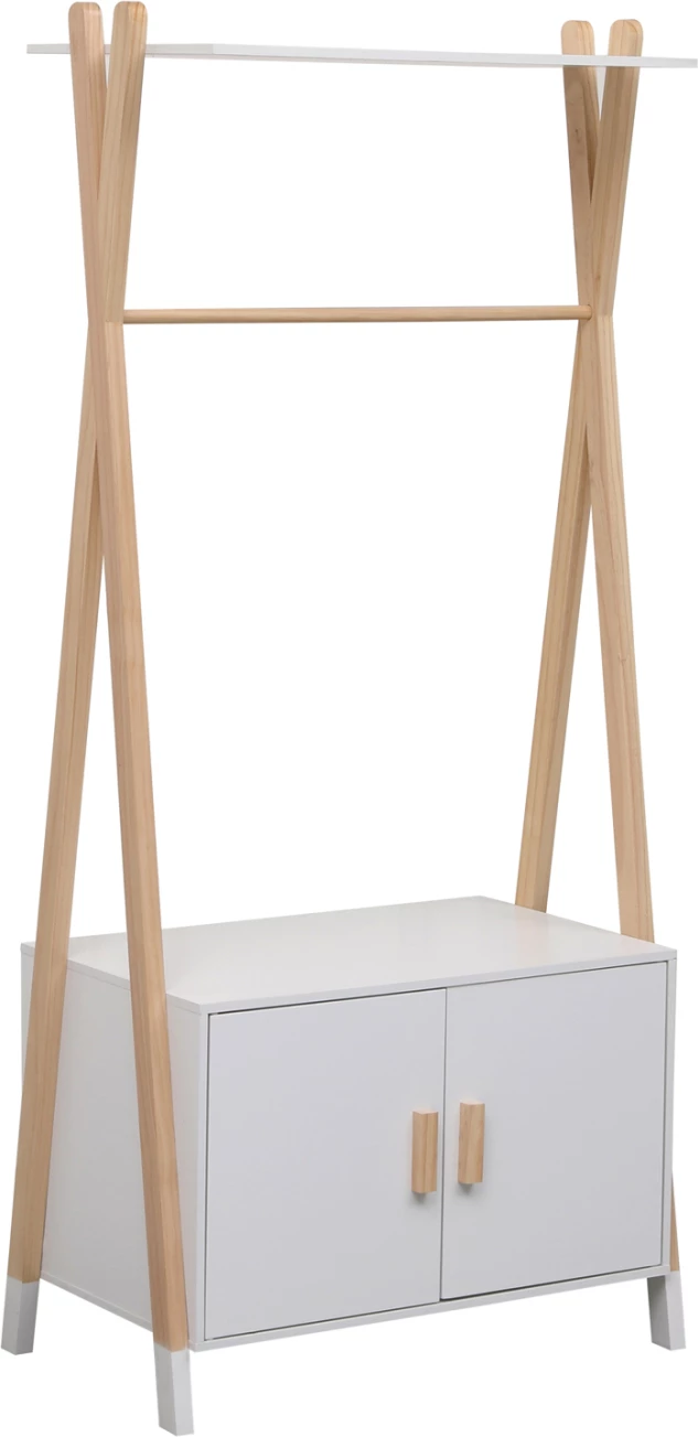 Varëse rrobash për fëmijë me dollap PASCHAL, melaminë-dru pishe, 76x44x170cm