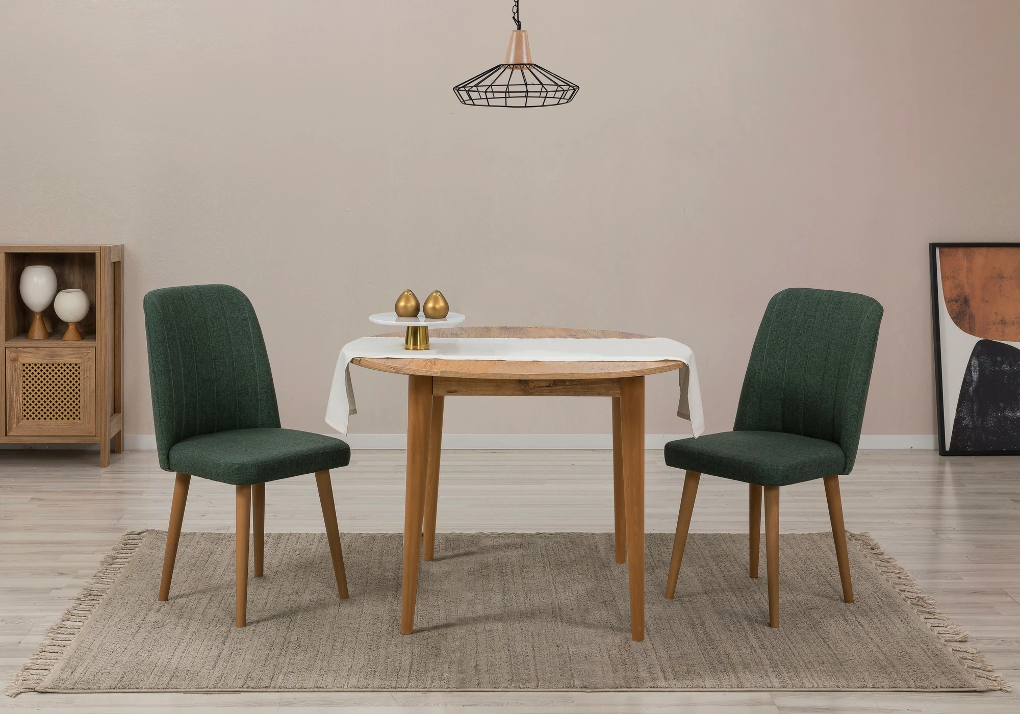 Set tavolinë me karrige, zgjatues, 3 pjesë, Skye Decor, Vina 1070, ngjyrë pishë Atlantiku, jeshile