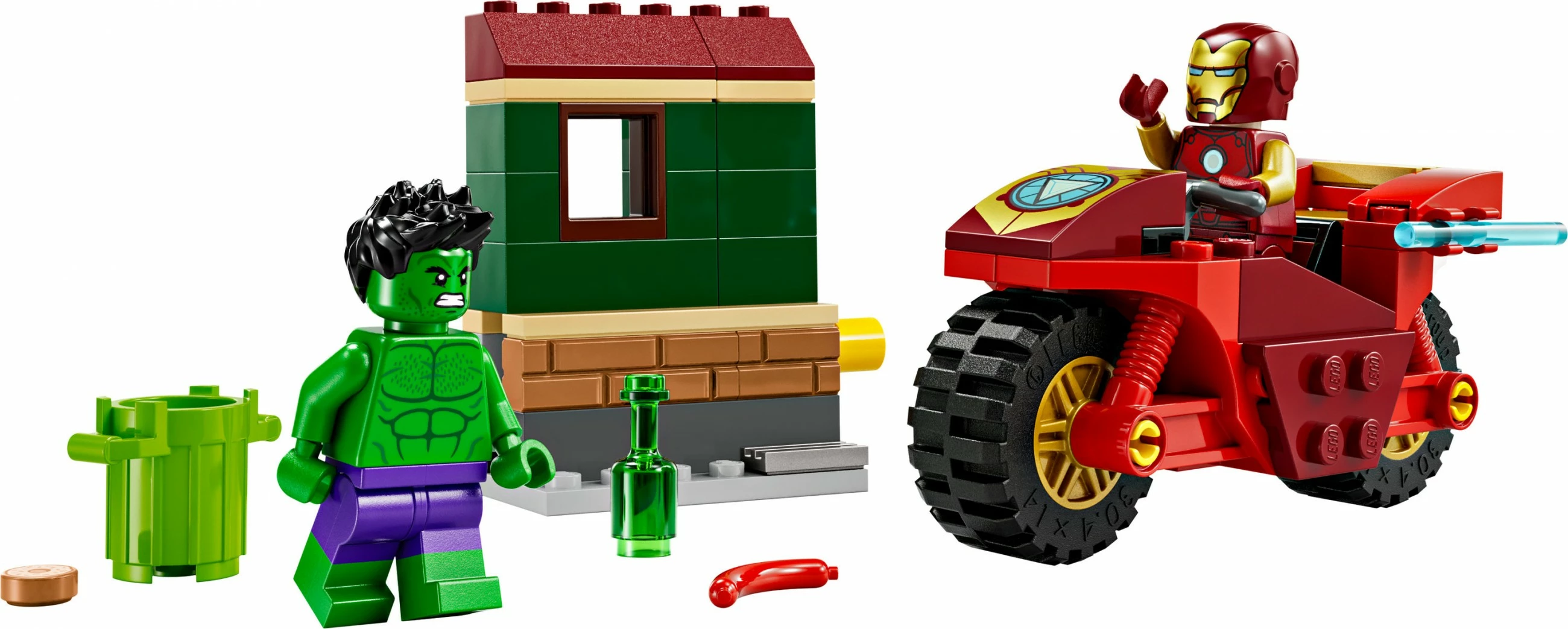 Set ndërtimi LEGO Marvel 76287 Iron Man me motor dhe Hulk, shumëngjyrësh
