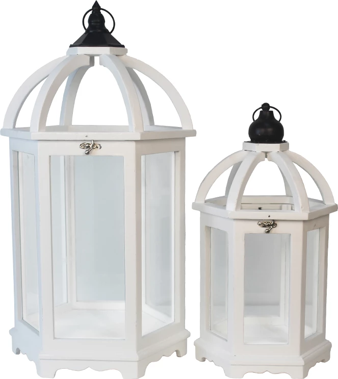 Set llambadarësh ORIANA, 2 copë, dru dhe xham, të bardhë, 35x30x63 cm