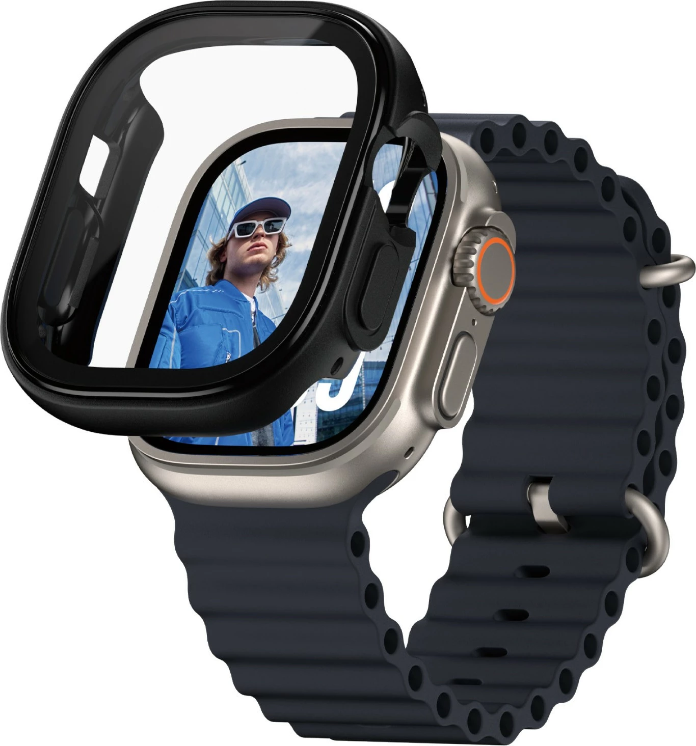 Mbrojtës ekrani PanzerGlass për Apple Watch Ultra 2, full body, transparent, kornizë e zezë