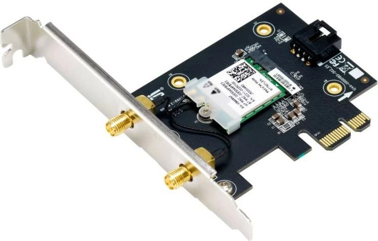 Kartë rrjeti WiFi Asus PCE-AX1800, PCIe, 2 antena, Bluetooth 5.2, e zezë