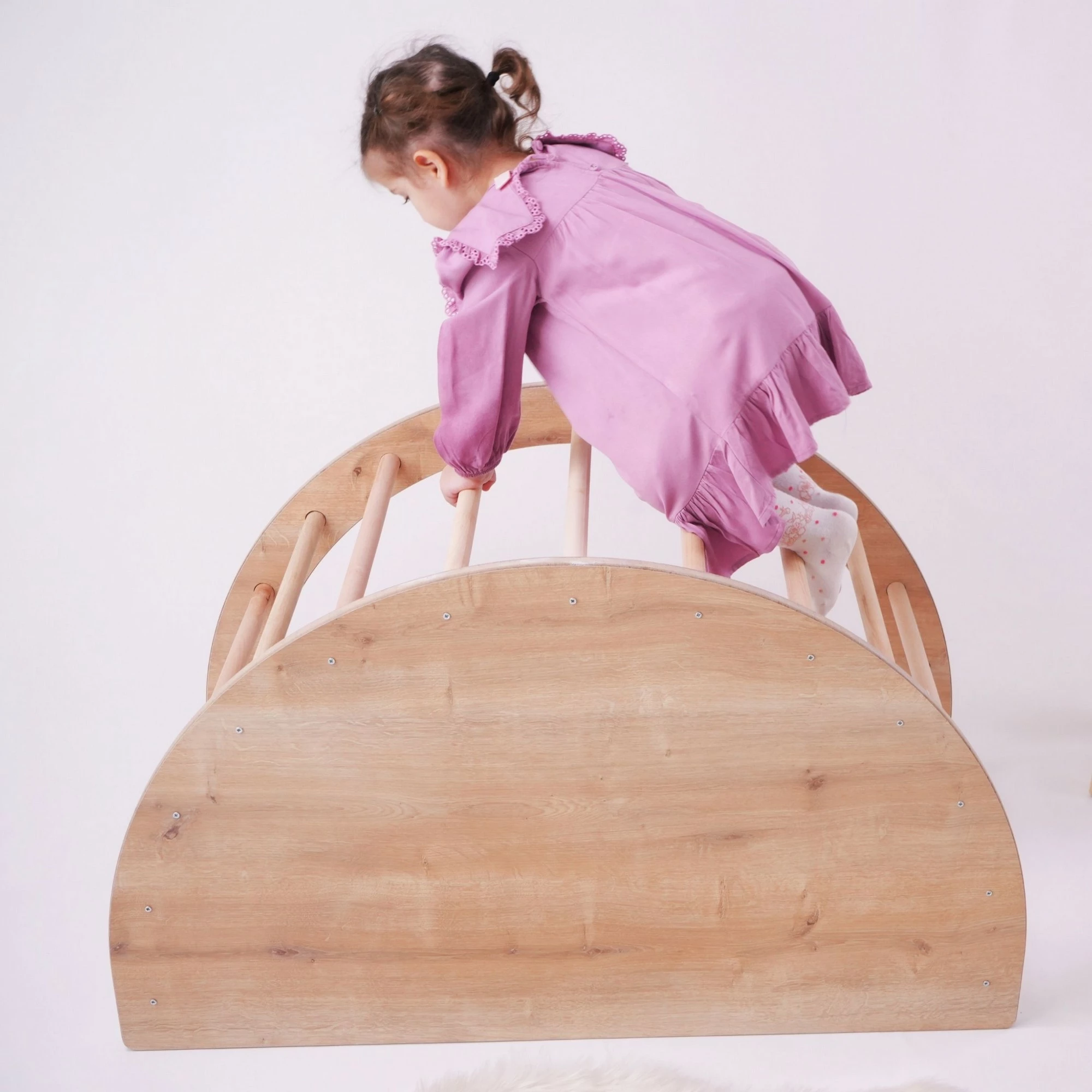 Set ngjitës Pikler për fëmijë, ngjyrë kafe, Hanah Home, Sincap