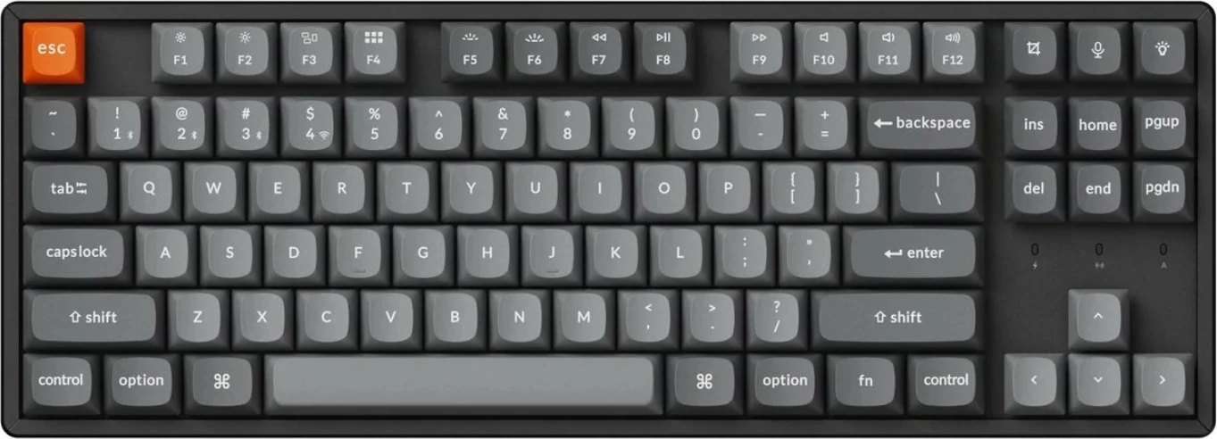Tastierë mekanike Keychron K8 Max K8M-J4, TKL 80%, QMK/VIA, tri-mode USB-C/2.4GHz/Bluetooth, Super Banana, RGB, e zezë
