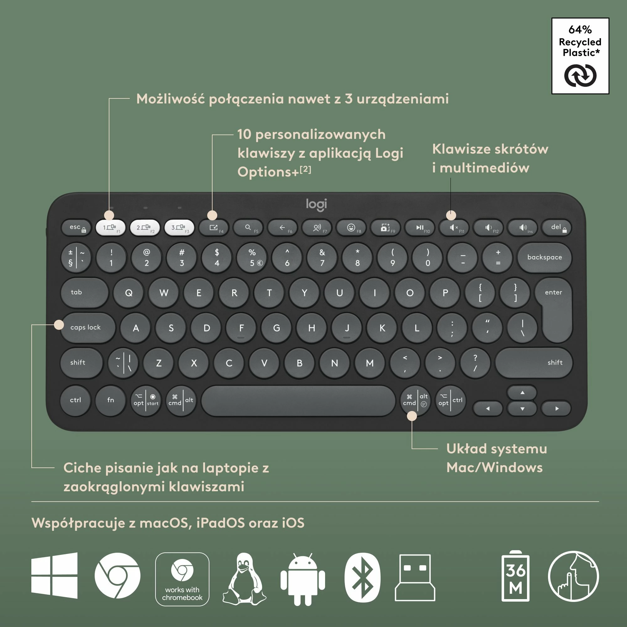 Set tastierë + maus Logitech Pebble 2 Combo 920-012239, e zezë