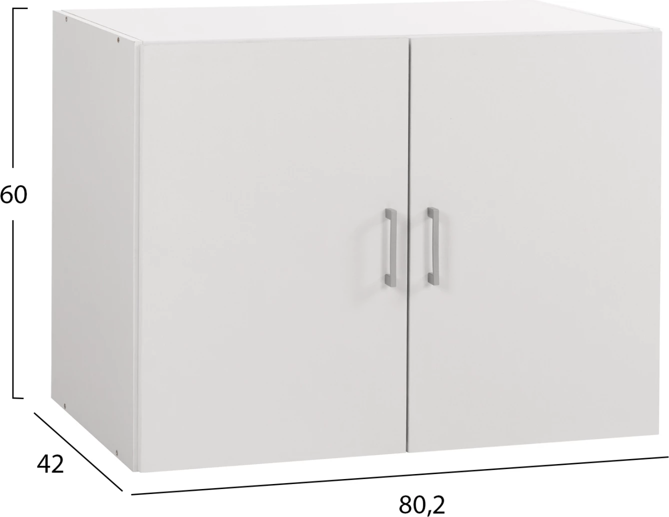 Kabinet i sipërm për gardërobë me 2 dyer, JASLYN FH350.05, melaminë, ngjyrë e bardhë, 80.2x42x60H cm