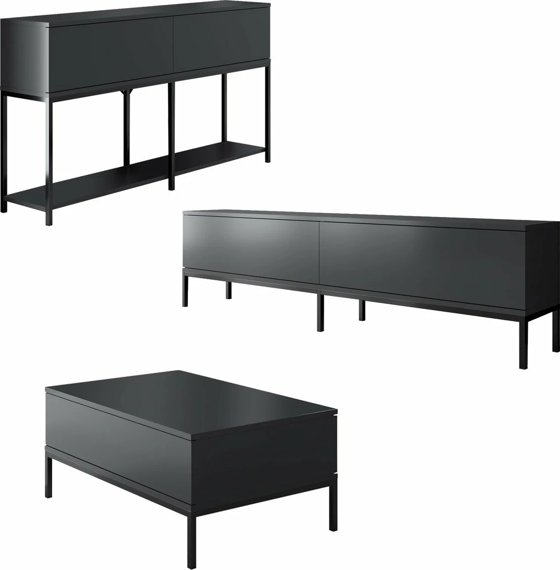 Set mobiljesh për dhomë dite Hanah Home, Lord, antracit, e zezë