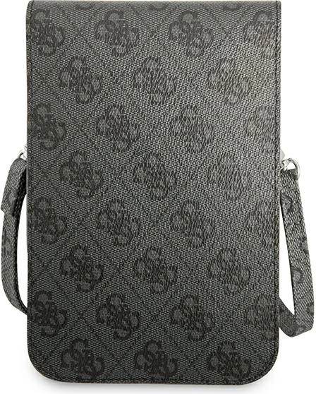 çantë smartphone/portofol Guess GUWBP4TMGR 4G Triangle, lëkurë artificiale, 17.5×11.5 cm, me rrip të heqshëm, e zezë