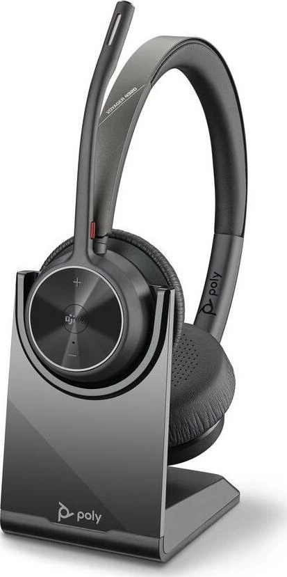 Kufje Poly Voyager 4320 UC (218476-02), Bluetooth/USB, dual, me karikues desktop, të zeza