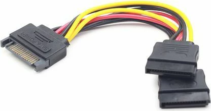 Kabllo rryme SATA Gembird CC-SATAM2F-01 0.15 m, 1x SATA 15-pin në 2x SATA 15-pin, multicolor