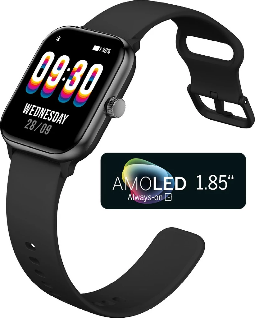 Smartwatch bea-fon 201, AMOLED, GPS, 36 g, Ngjyrë e zezë-argjendtë