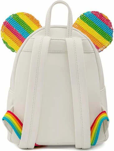 Mini çantë shpine Loungefly Disney Sequin Rainbow Minnie, 22.9 x 26.7 x 11.5 cm, e bardhë, 1 copë