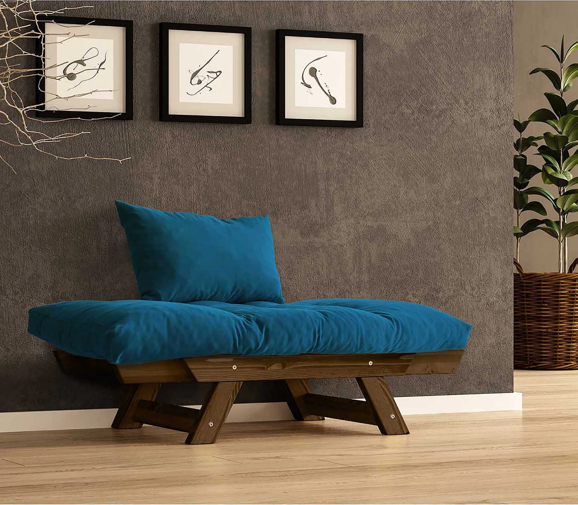 Karrige për kopsht një vend, Skye Decor, CPT8136-140, ngjyrë arre dhe blu