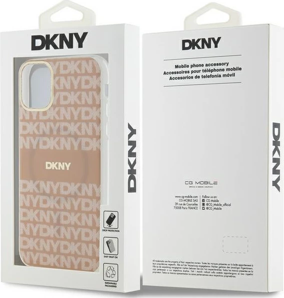 Mbështjellës DKNY IML Mono & Stripe MagSafe për iPhone 11/XR, Rozë