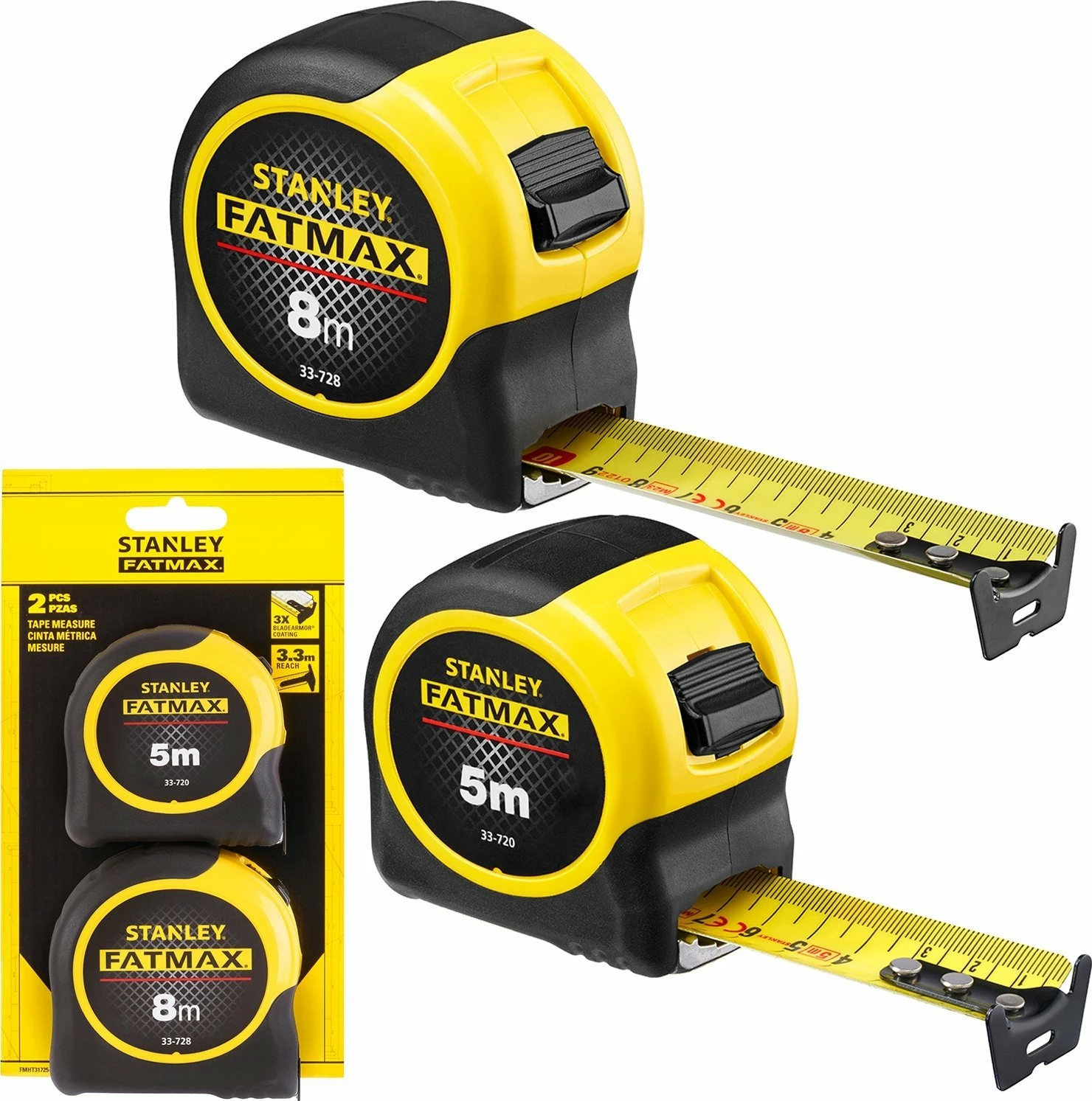 Metër shirit Stanley FatMax FMHT31725-0 Blade Armor 5 m + 8 m, set 2 copë, zi/verdhë
