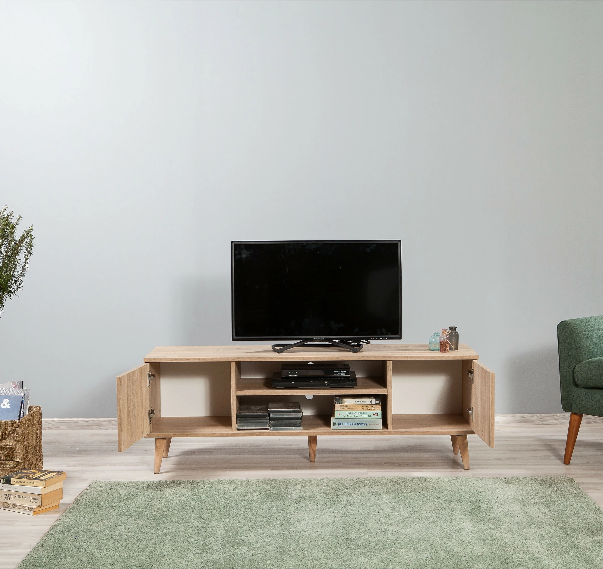 Komodë TV Skye Decor, ngjyrë lisi Sonoma, Truva-123